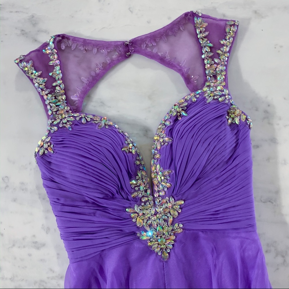 Purple Rhinestone Glam Pageant Prom Dress - Picture 2 of 8